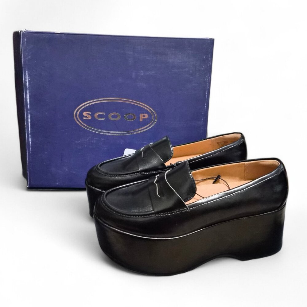 NWT Scoop Women's 3.1" Platform Penny Lug Sole Loafers Size 7 & 9 Black Slip-On